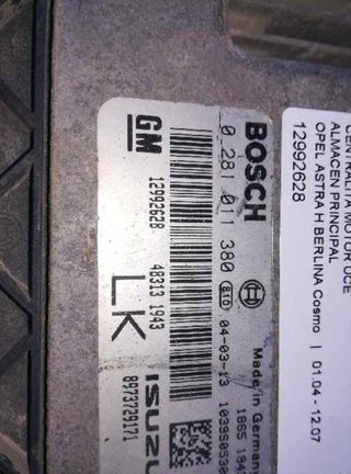 Opel 12992628 centralita motor uce astra h 1215551