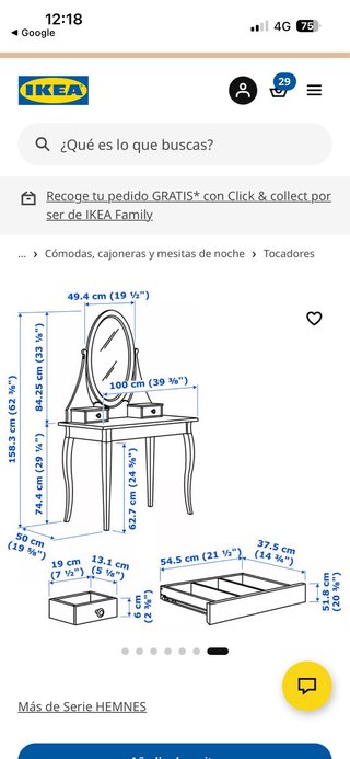 Tocador blanco de madera IKEA