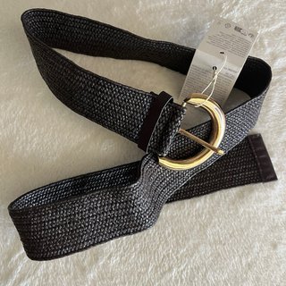 Cinturón Zara Mujer Negro Hebilla Dorada
