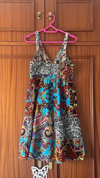 Vestido Verano Algodón Multicolor Tirantes