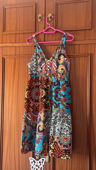 Vestido Verano Algodón Multicolor Tirantes