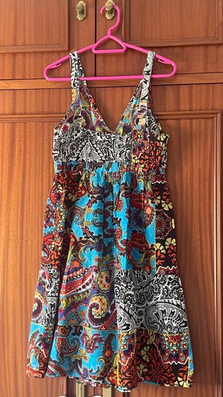 Vestido Verano Algodón Multicolor Tirantes