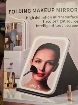 Espejo de Maquillaje Plegable LED
