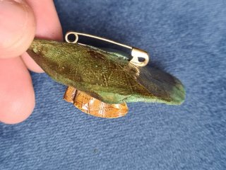 Broche decorativo cerámico artesanal hoja y flor