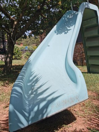 Tobogán piscina poliéster azul