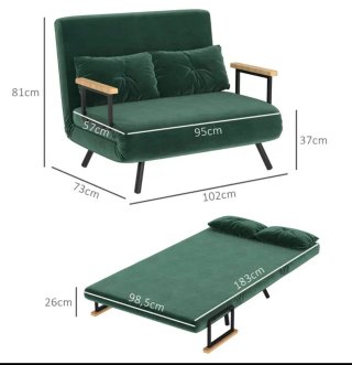 Sofá Cama Plegable Nuevo Terciopelo Verde