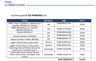 Lote completo de libros de Sexto de Primaria