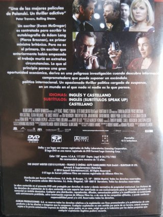El escritor pelicula(DVD) Roman Polanski (español)