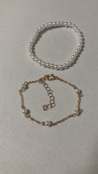 Conjunto 2 Pulseras Perlas Ajustables