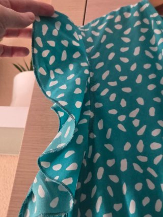 Vestido largo estampado turquesa y blanco