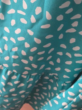 Vestido largo estampado turquesa y blanco