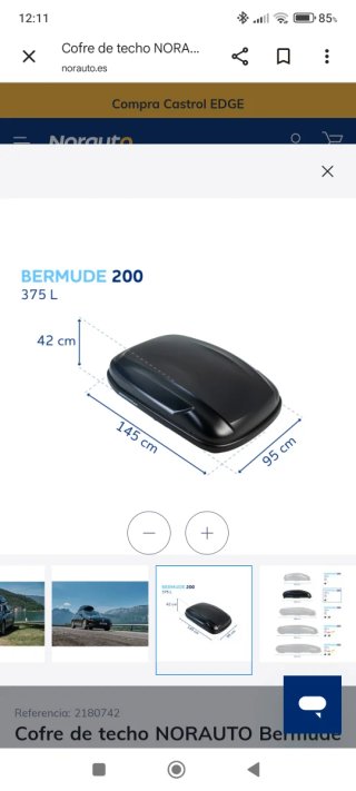 Cofre de techo NORAUTO Bermude 200 negro 375 L.