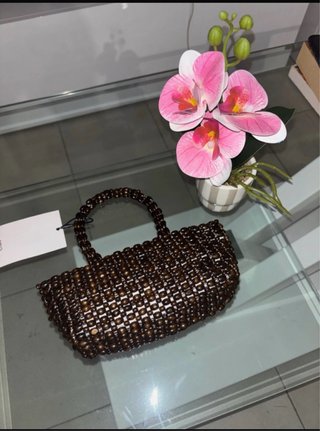 Borsetta Mango perline marrone