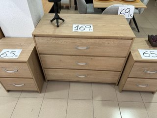 Cómoda y mesitas de noche de madera