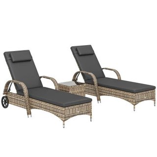 Outsunny Set di 2 lettini 200x73x103cm Grigio scur