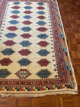 Tappeto lana artigianale 195x126 vede fotto dietro