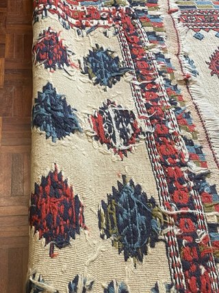Tappeto lana artigianale 195x126 vede fotto dietro