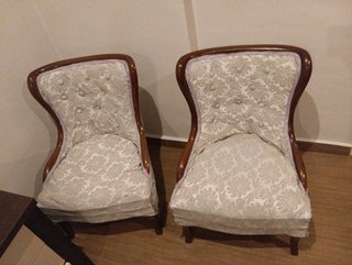 2 Sillones Banqueta Madera y Tela