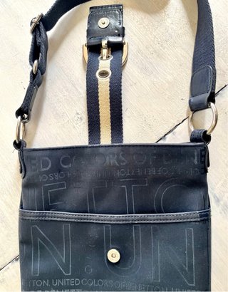 Bolso Bandolera Benetton Azul Marino Vintage OY9