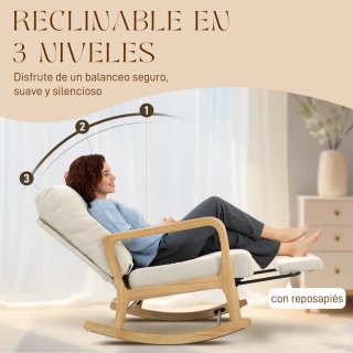 Sillón Mecedora Beige con Reposapiés