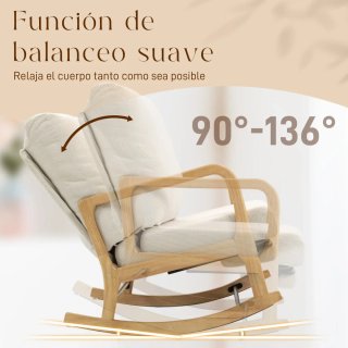 Sillón Mecedora Beige con Reposapiés