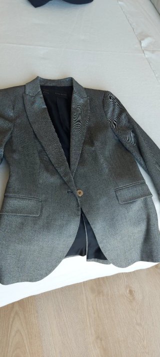 Traje Zara Gris Cheviot