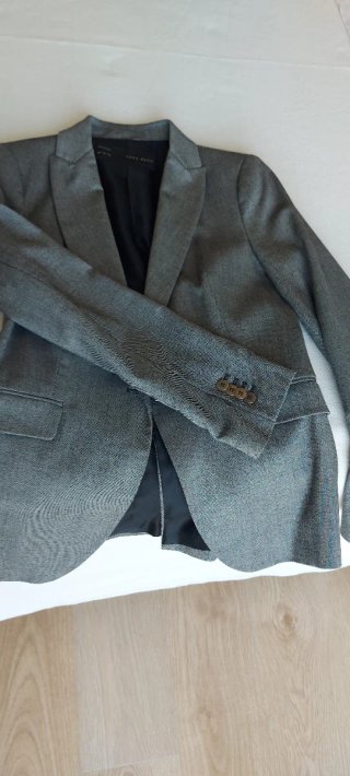 Traje Zara Gris Cheviot