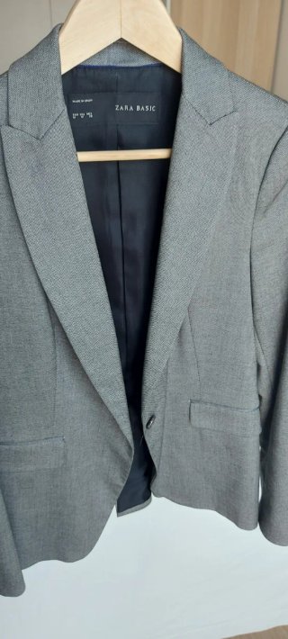Traje Zara Gris Cheviot