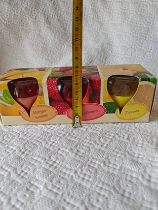Pack 3 velas aromáticas cristal mango fresa limón