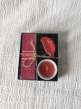 Pack portavelas y vela de fresa nuevo decoración