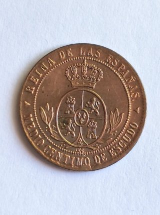 España Isabel II Medio Céntimo d Escudo 1868 Cobre