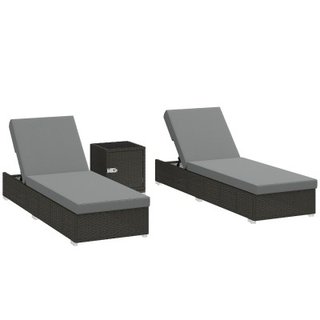 Outsunny Set 2 Sdraio Giardino con Tavolino Latera