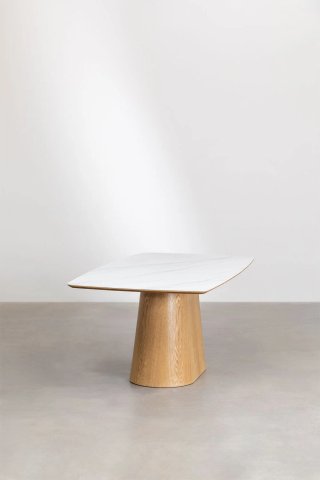 Mesa de comedor moderna tapa mármol y madera