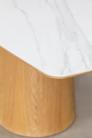 Mesa de comedor moderna tapa mármol y madera