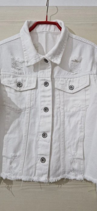 Giacca jeans donna bianca strappata Nuova