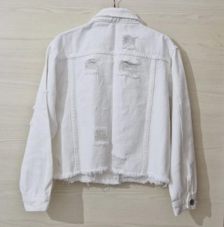 Giacca jeans donna bianca strappata Nuova