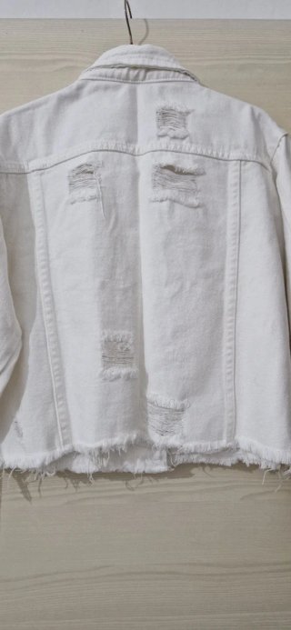 Giacca jeans donna bianca strappata Nuova