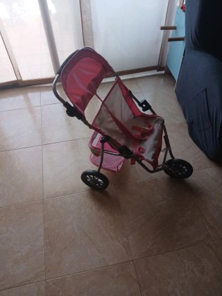 Carrito de muñecas para gemelos rosa
