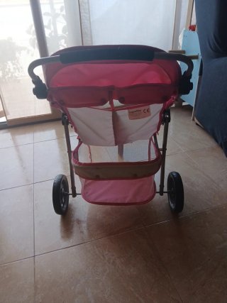 Carrito de muñecas para gemelos rosa