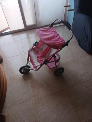 Carrito de muñecas para gemelos rosa