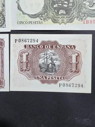6 Billetes  5 y 1 Peseta muy buen estado. España