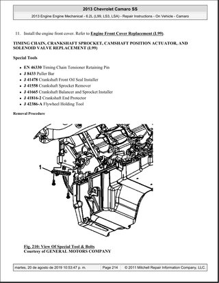 Manual Taller Chevrolet Camaro SS 6.2 2013