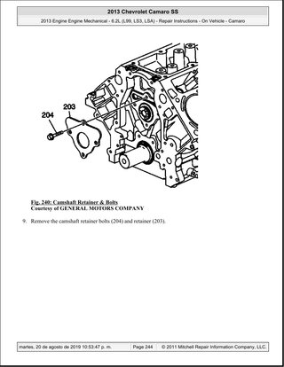 Manual Taller Chevrolet Camaro SS 6.2 2013