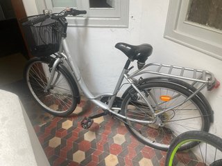 Bicicleta Paseo Plata con Cesta y Portabultos
