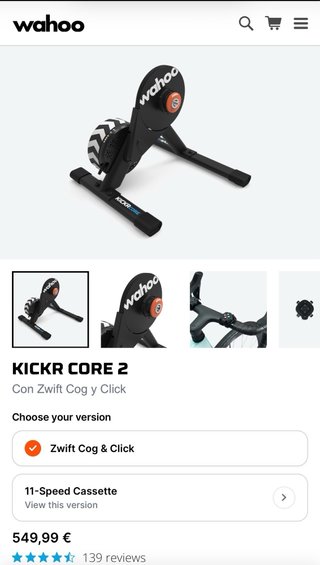 Wahoo Kickr Core 2 Con Zwift Cog y Click