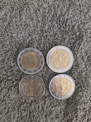 4 Monedas 2€ Monaco y Bélgica