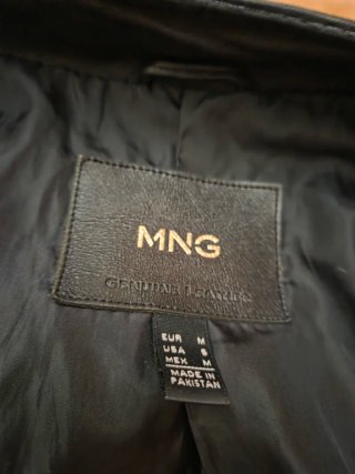 Chaqueta Cuero Mujer Mango Negra Entallada