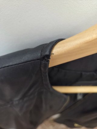 Chaqueta Cuero Mujer Mango Negra Entallada