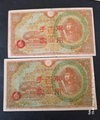 Correlativos 4 Banconote da 100 Yen Giappone Antiche
