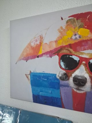 Cuadro perro playa Art Déco gafas sol